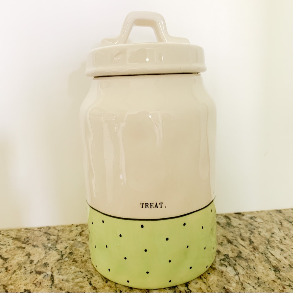 Rae Dunn "Treat" Canister White and Green